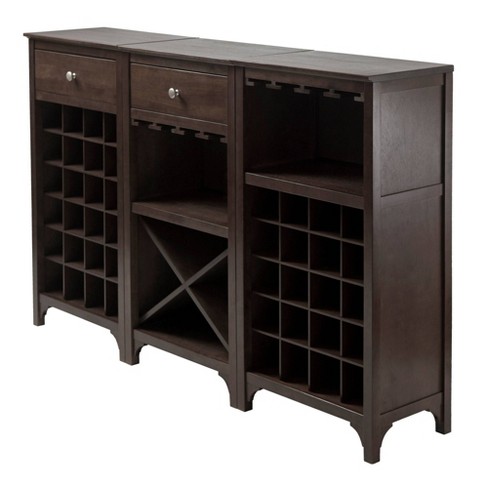 Ancona Wine Cabinet Modular Set Wood Black Winsome Target