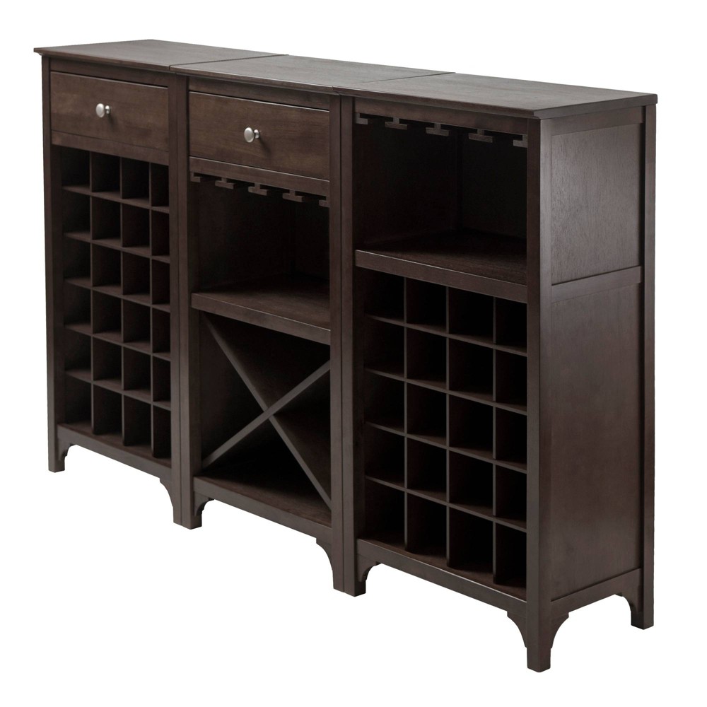 Photos - Display Cabinet / Bookcase Ancona Wine Cabinet Modular Set Wood/Black - Winsome