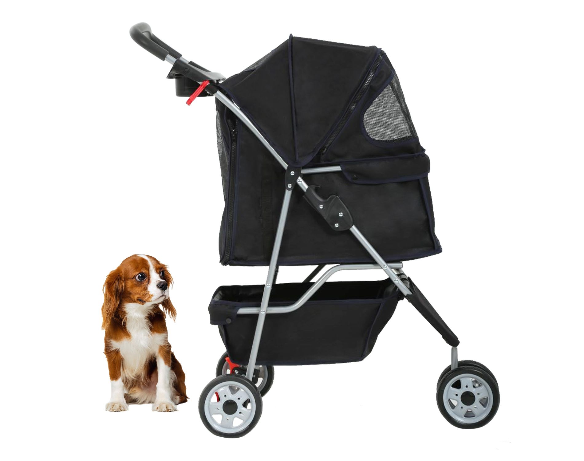 BestMassage Pet Stroller 3/4 Wheels Dog Cat Stroller Jogger Stroller with Removable Liner and Cup Holder Travel Folding Carrier
