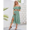 BLUEMING Maternity Sundress Flounce Elastic Neckline Dress Thigh Slit Maxi A-Line Dress - 3 of 4