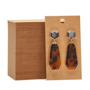 Juvale 200-Pack raft Paper Earring Display Cards for Hanging Earrings, Studs, Bulk Jewelry Cards for Retail, Boutique, Packaging, 3.5x2 in - 1 of 4