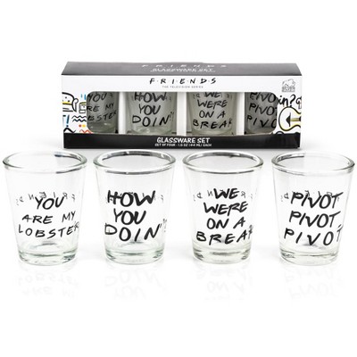 Silver Buffalo Friends Quotes 1.5oz Mini Glasses | Set of 4