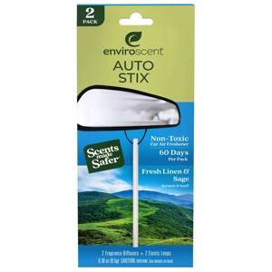 Enviroscent Auto Stix 2pk Fresh Linen and Sage: Non-Toxic Car Air Freshener, Disposable Incense Sticks, Cruelty-Free - 1 of 4
