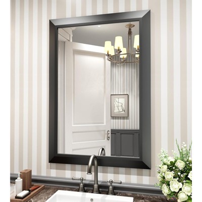 Apmir High-Strength Tempered Glass and Aluminum Alloy Framed French Cleat Mounted Wall Decor Mirror in matte black with 5-Year Warranty