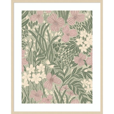 Field of Flowers Light Green Framed Botanical Print