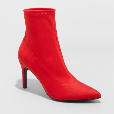 red stiletto sock boots