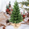 Whisen 2FT Artificial Tabletop Christmas Trees with 68 Tips Each, Burlap-Wrapped Cement Base, Set of 2 - Green - 2 of 4