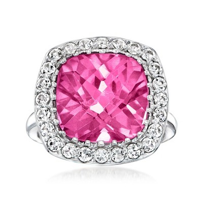 Ross-Simons 9.00 Carat Pink Topaz and .90 ct. t.w. White Topaz Ring in Sterling Silver