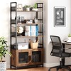 Bookshelf with Doors Rustic Bookcase with Storage Shelf Industrial Bookshelves Tall Display Rack - 4 of 4