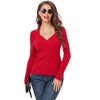 Womens Deep V Neck Pullover Sweater Front Twist Halter Style Ribbed Knit Sweater Fall Tops for Lady - 4 of 4