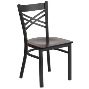 Emma and Oliver Black "X" Back Metal Restaurant Dining Chair - 1 of 4