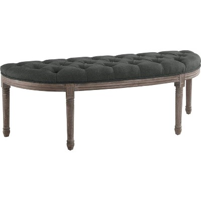 Modway Esteem Vintage French Upholstered Fabric Semi-Circle Bench