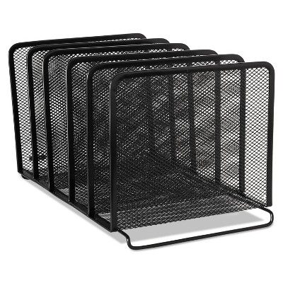 Rolodex Mesh Stacking Sorter Five Sections Metal 8 1/4 x 14 3/8 x 7 7/8 Black 22141