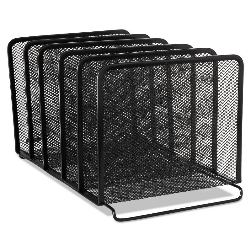 Rolodex Mesh Stacking Sorter Five Sections Metal 8 1/4 x 14 3/8 x 7 7/8 Black 22141, 1 of 4