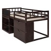 PAGED Simple Wooden Low Loft Bed Bunk Bed with Rolling Desk, Twin Size Bed Frame with Shelves, Drawers and Guardrail for Kids, Teens - 3 of 4