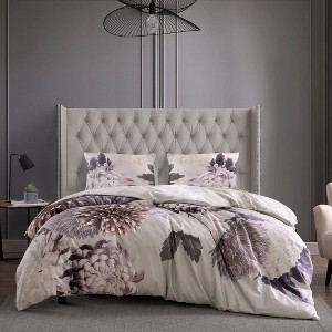 Bebejan Dahlia 200 Thread Count 100% Cotton Sateen 3 Piece Reversible Duvet Cover Set - 1 of 3