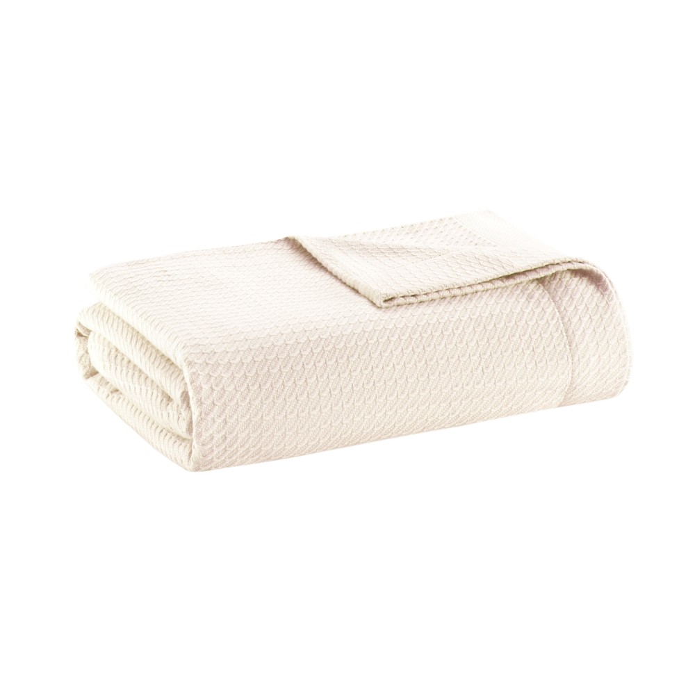 Photos - Duvet King Textured Cotton Blanket Ivory