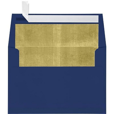 LUX A4 Foil Lined Invitation Envelopes 4 1/4 x 6 1/4  Navy w/Gold Lining FLNV4872-04-50