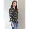 Allegra K Women's Ruffle Collar 3/4 Sleeve Tie Neck Chiffon Floral Blouse - 4 of 4