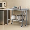48x24 Stainless Steel Prep Table with Wheels & Side Hooks, Heavy-Duty Work Table with Adjustable Undershelf for Home, Restaurant & Business - 2 of 4