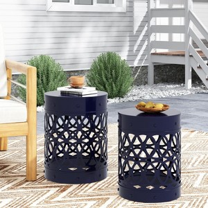2pc Modern Metal and Round End Table Outside-Christopher Knight Home - 1 of 4