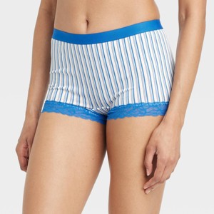 Women's Cotton Blend Boy Shorts Underwear with Lace - Auden™ - 1 of 4