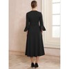 INSPIRE CHIC Women's Split Neck Bell 3/4 Sleeve Business Office Causal A-Line Midi Dresses - 4 of 4