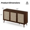 FURNIinspire Utility Storage Cabinets Modern Console Cabinet Bar Cabinet Sideboard Buffet Cabinet With 3 Rattan Doors, Brown, 15.4"*59.1"*31.1" - 3 of 4