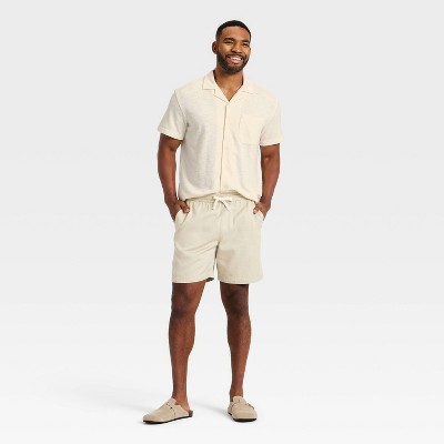 Мужские рубашки Goodfellow & Co Men's Short Sleeve Knit Camp Shirt - Goodfellow & Co™ Ivory L — фото 3