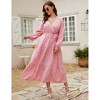 Plus Size Women's V Neck Long Sleeve Maxi Dress Floor Length Elegant Casual - 2 of 4