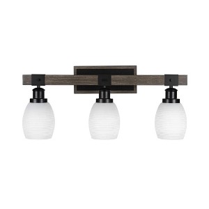 Toltec Lighting Tacoma 3 - Light Vanity in  Black/Painted Wood with 5" White Matrix Shade - 1 of 1