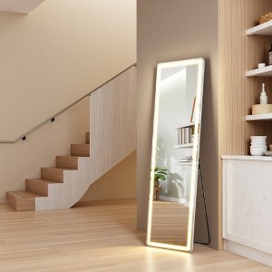FONTOI 60 Inch Full Length Mirrors Rectangle Floor Standing Mirror for Bedroom, Living Room Wall Mounted Hanging Mirror With Stand, White, 16"*60" - 1 of 4