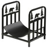 Outsunny Firewood Rack, Indoor Outdoor Wood Holder with Bear & Tree Theme for Wood Stove, Hearth, or Fire Pit, 17", Black - 4 of 4