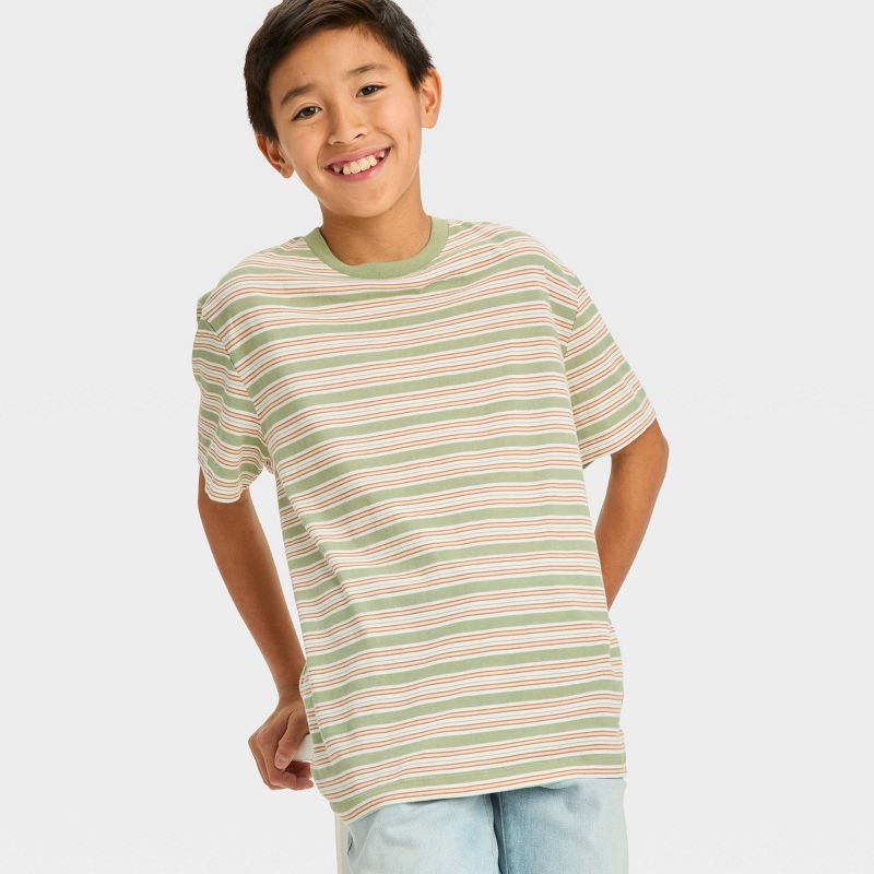 Boys' Short Sleeve Graphic T-Shirt with Horizontal Striped - art class™ Olive Green, 3 of 5