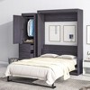 Platform Bedframe Can Be Folded Into a Cabinet,with Wardrobe and Storage Drawers, Modern Full Size Murphy Bed, Space Saving, for Guest Room Gray - 3 of 4