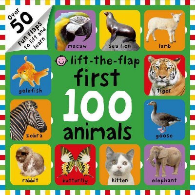 First 100 Animals Lift-The-Flap - by  Roger Priddy (Board Book)