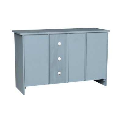 Elegant Gray 53" Solid Para Wood TV Stand with Cabinet Doors