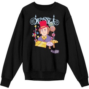 Willy Wonka & the Chocolate Factory Wonka Candy Men's Black Long Sleeve Shirt - 1 of 1