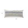 14" X 36" Off White Blue And Orange Cotton Striped Throw Pillow - 3 of 4
