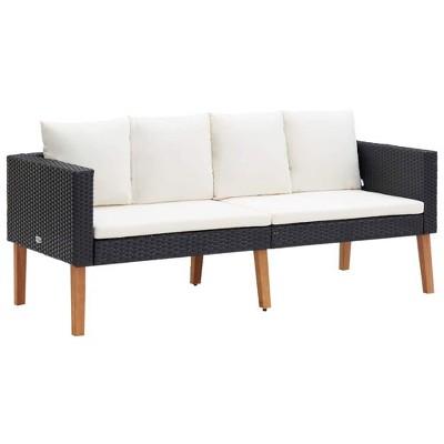vidaXL Patio Sofa, Loveseat with Cushions, Patio Wicker Furniture, Outdoor Sofa for Backyard Garden Porch
