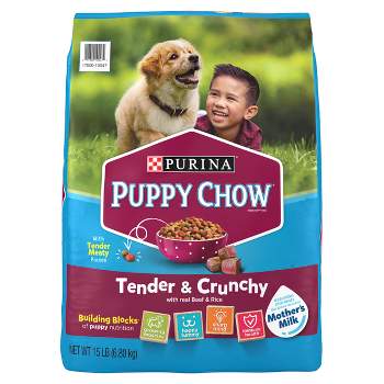 Dog Chow Tender & Crunchy Dry Dog Food with Real Beef & Rice Flavor - 15lbs