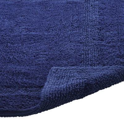 Navy Cotton Reversible Tufted Bath Mat Rug 24" x 40"