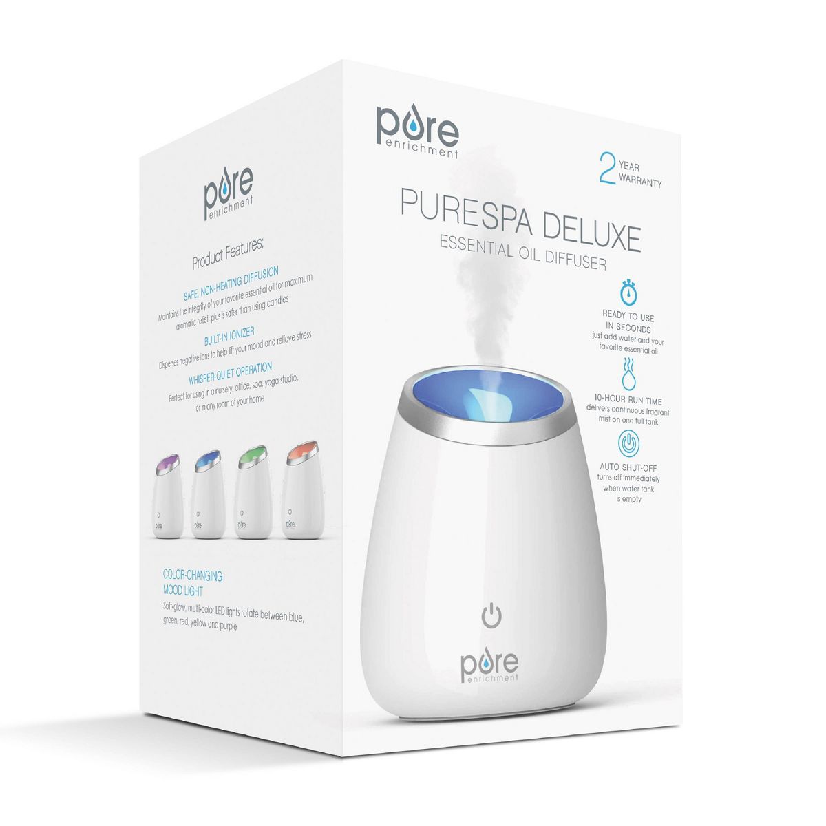 Aromatherapy Oil Diffuser 6.4" - PureSpa: Electric with Auto Shut-Off, Quiet Operation, 10hr Run Time - thumbnail 6
