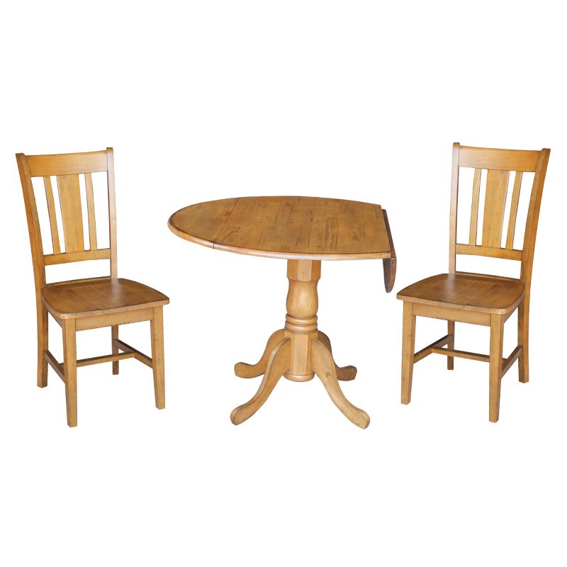 42" Dual Drop Leaf Dining Table with 2 San Remo Splat Back Chairs - International Concepts, 3 of 6