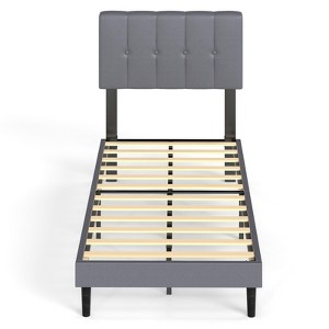 NicBex Bed Frame with Adjustable Headboard,Wood Platform Bed Frame with 6.3" Under-Bed Storage,Noise-Free Design,No Box Spring Needed,Gray - 1 of 4