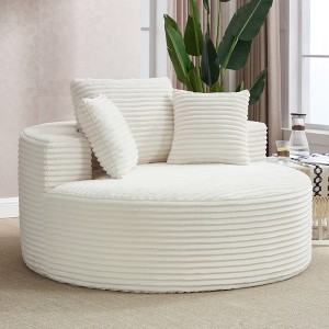 Round Memory Foam Sofa Bed with Sectional Design, Cloud Couch Comfort, and Three Pillows - 1 of 4