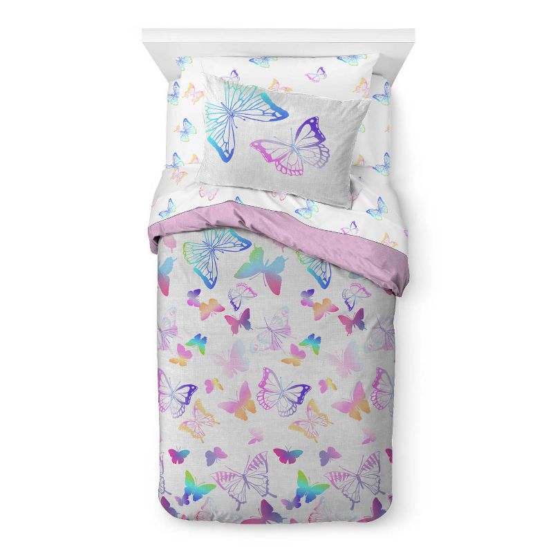Saturday Park Ombre Butterflies 100% Organic Cotton Bed Set, 3 of 11