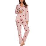 cheibear Womens 7 Piece Print Pajama Set Button Down Shirt Cami Top and Long Pants Nightwear Sleepwear PJ Sets