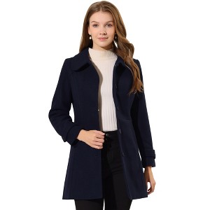 Allegra K Women's Peter Pan Collar Single Breasted Outwear Winter Buttoned Long Coat - 1 of 4