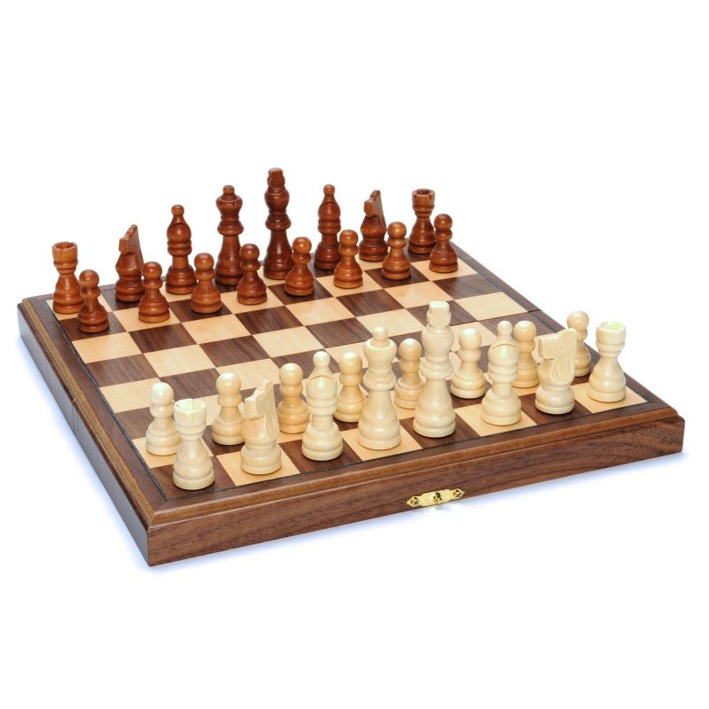 WE Games Folding Wood Travel Chess Set - 11.5 in. Board, 2.6 in. King, 1 of 8